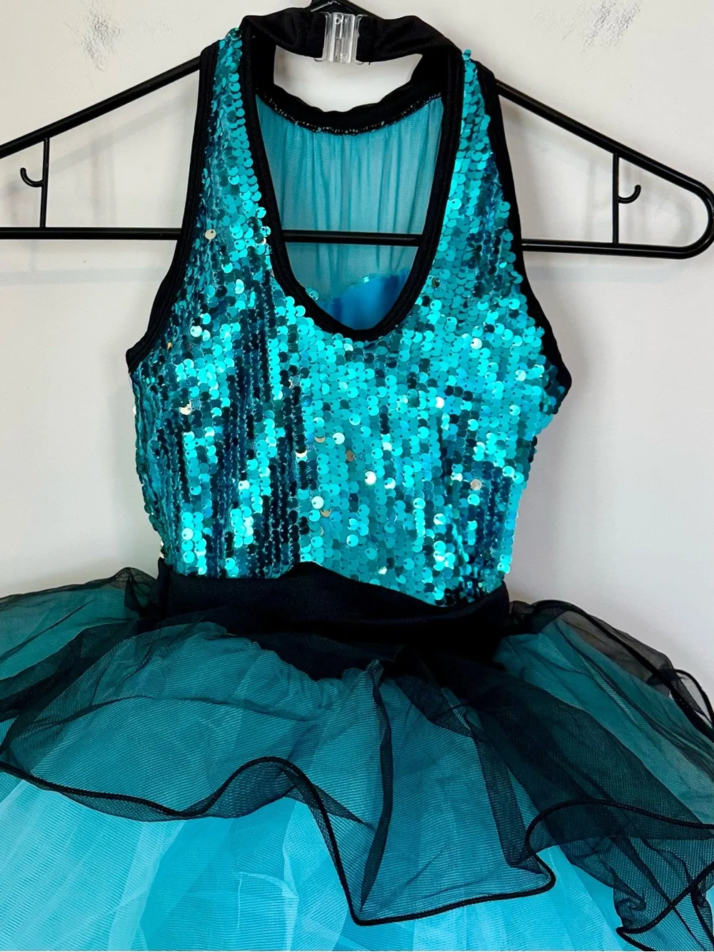 NWT Teal Sequin Tulle Dance Costume - Size: MC